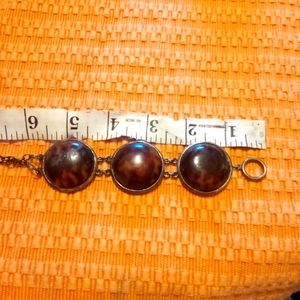 Vintage Tortoise shell and silver bracelet 7"